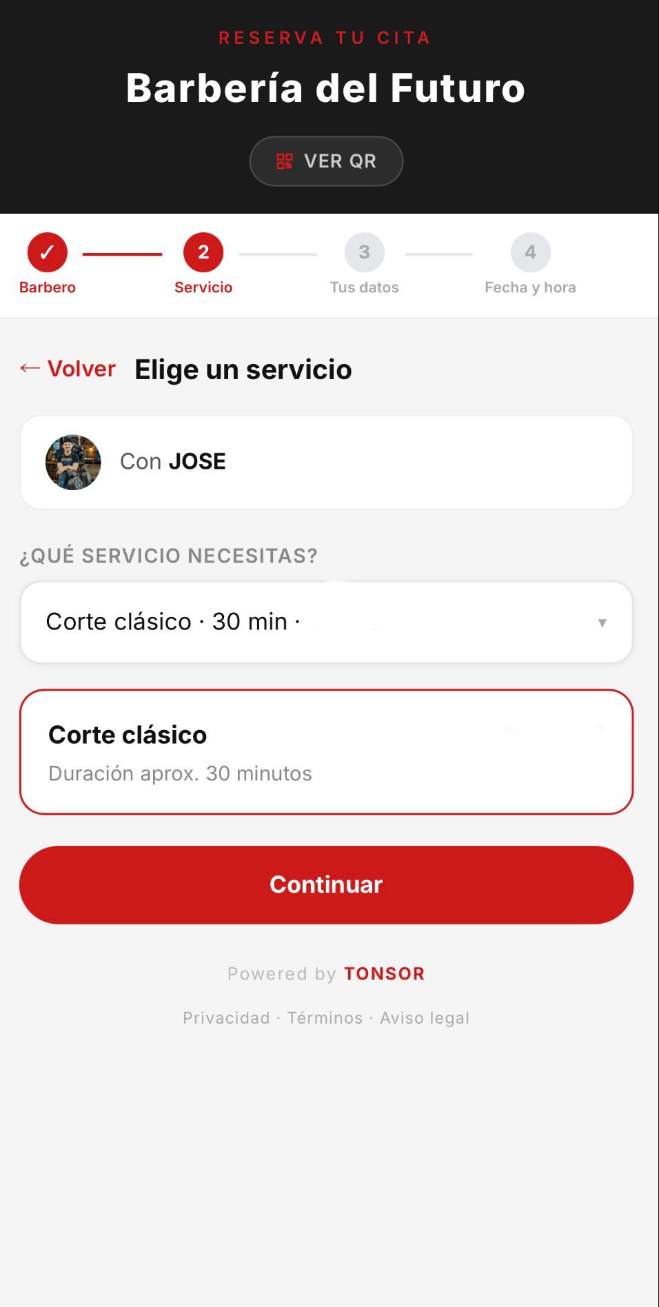 Elige el servicio