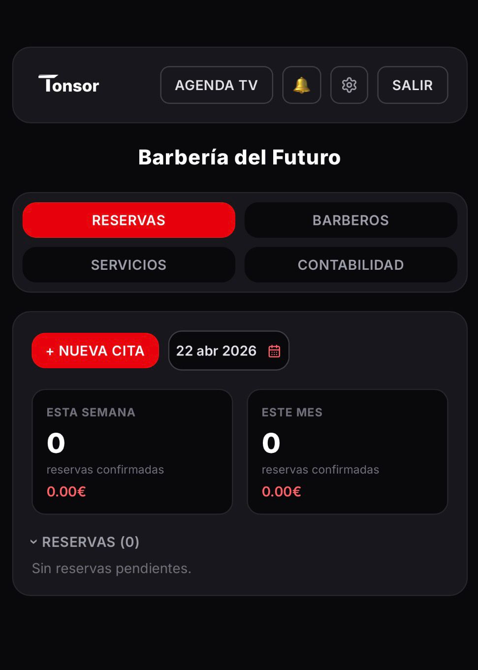 Panel de reservas